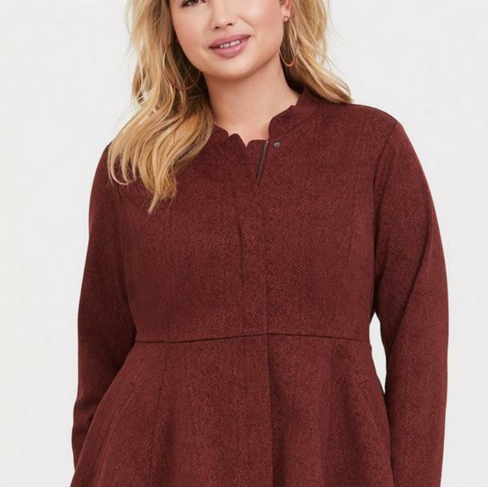 Elegant Burgundy Women's Coat.